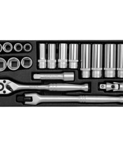 Socket Set - AS-Drive 6 Point - Chrome Vanadium - 3/8" Connector - 19 Piece - YT-38641