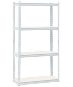Steel Shelving - 4 Tier - Medium Duty - Boltless - Metal Frame - MDF Shelves - White - ADIY3901