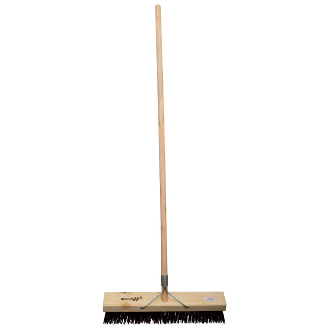 Platform Broom - Complete - Millennium Synthetic - Brown Polypropylene Fibre - Wooden Handle - 88 Grip - 46cm - Pack of 3 - F3350