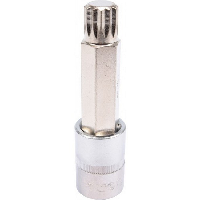 Spline Bit Socket - Chrome Vanadium - 1/2" Connector - Long - M16 x 100mm - YT-04356