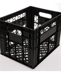 Milk Crate - Vented Base and Sides - Plastic Dairy Container - 43 x 33.5 x 30.5 cm - Recycled Material - Black - PI-200-black