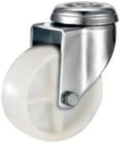 Castor Wheels - Polypropylene - Bolt Hole - Swivel - White - 65mm - TOOC409