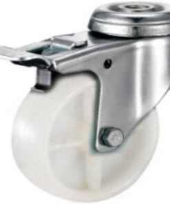 Castor Wheels - Polypropylene - Bolt Hole Swivel - Brake - White - 75mm - TOOC413