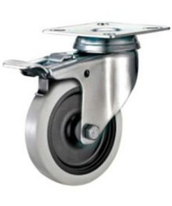 Castor Wheels - Thermoplastic Rubber - Top Swivel - Fixed Plate - 75mm - TOOC521