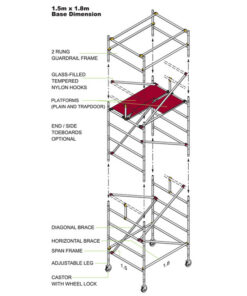 Wide Aluminium Span Tower - 1850 x 1500 x 20200mm - SPANTWR20200