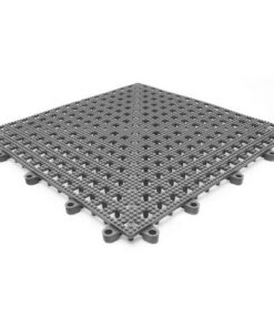 Floor Tile - Flexi-Deck Interlinking Anti-Slip Drainage PVC Mat - 30 x 30 x 1.3 cm - Grey - Pack of 9 - FD060001
