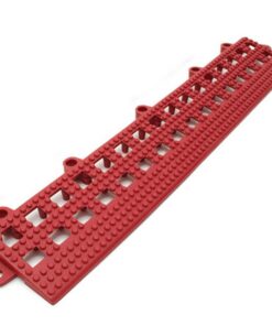 Floor Tile Female Edge - Flexi-Deck Interlinking Anti-Slip Drainage PVC Mat - 30 x 5 x 1.3 cm - Red - Pack of 3 - FD030002F3