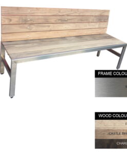 Slimline Bench - Stainless Steel 304 and Wood - Bolt Down - 45x180x49cm - Colour Options - SLB4242S