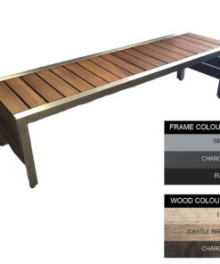 Mall Bench - Steel and Wood - Adj. Feet - 45x180x51cm - Colour Options - ML4641PC