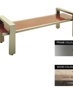 Modern Bench - Stainless Steel 304 and Wood - Adj. Feet - 45x240x49cm - Colour Options - MD4261S