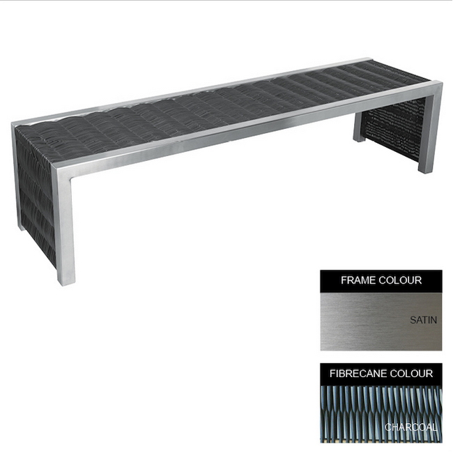 Contemporary Bench - Stainless Steel 304 and Fibre Cane - Adj. Feet - 45x180x51cm - CM4241S-CHAR_C