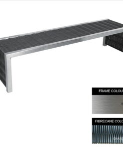 Contemporary Bench - Stainless Steel 304 and Fibre Cane - Bolt Down - 45x150x51cm - CM4232S-CHAR_C