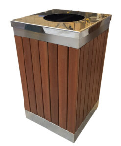 Wastebin - SS430 Stainless Steel and Wood Litter Bin - 900x510x510mm - WDB2163S