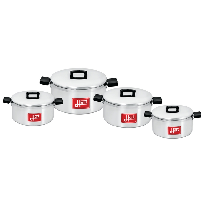 Pots with Lids - Combination - 8 Piece - Hart J7 - Aluminium - 175mm - 200mm - 225mm - 250mm Pots - 700084