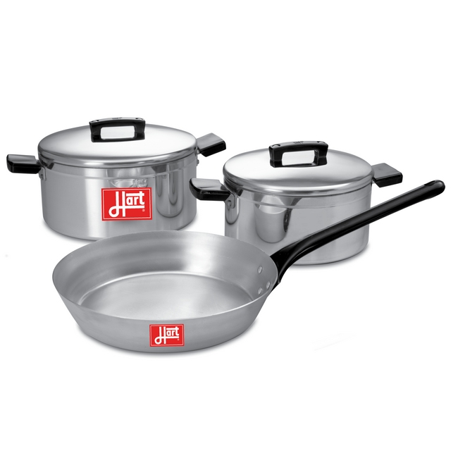 Pots and Frying Pan Combination - 5 Piece - Hart J7 Starter Set - Aluminium - 175mm and 200mm Pots - 230mm Pan - 700074