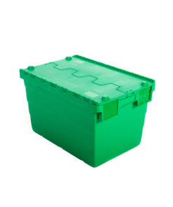 Crate - Security Container - Plastic ALC - Attached Hinged Lid - 18L - 40 x 30 x 24cm - Green - ALC-240-Green