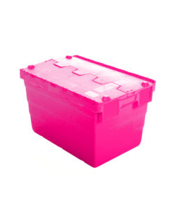 Crate - Security Container - Plastic ALC - Attached Hinged Lid - 7L - 30 x 20 x 18.4cm - Pink - ALC-185-Pink