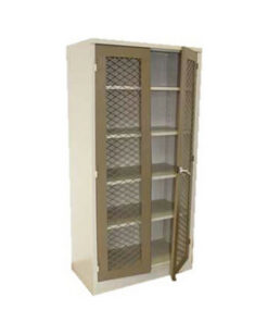 Steel Stationery Cupboard - Metal Storage Cabinet - 4 Shelves - Mesh - Ivory and Karoo - 180 x 90 x 45 cm - SC003-ivorykaroo