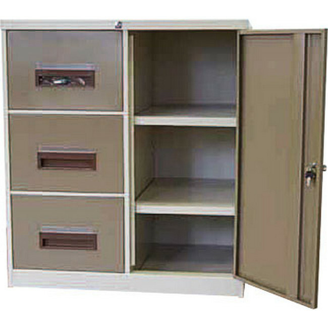 Steel Office Filing Cabinet and Cupboard - 3 Drawer File - 101.5 x 90 x 63 cm - FC33-ivorykaroo