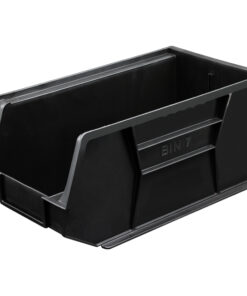 Stack & Hang Parts Storage Bin - Small Plastic Container - Size 7 - 37.5 x 21 x 18 cm - Black - BIN-7-BLACK