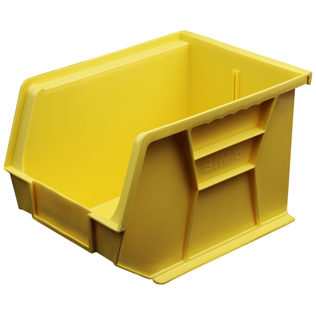 Stack & Hang Parts Storage Bin - Small Plastic Container - Size 6 - 28 x 21 x 18 cm - Yellow - BIN-6-YELLOW