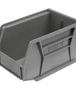 Stack & Hang Parts Storage Bin - Small Plastic Container - Size 4 - 21 x 14 x 13 cm - Grey - BIN-4-GREY