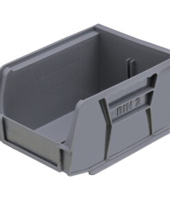 Stack & Hang Parts Storage Bin - Small Plastic Container - Size 2 - 13.5 x 10.5 x 7.5 cm - Grey - BIN-2-GREY