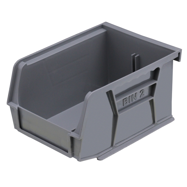 Stack & Hang Parts Storage Bin - Small Plastic Container - Size 2 - 13.5 x 10.5 x 7.5 cm - Grey - BIN-2-GREY
