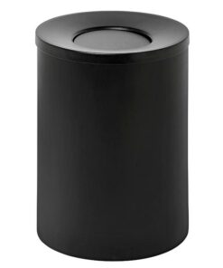 Steel Litter Bin - Wide - Swivel Funnel Top Lid and Bin Liner - Solid - 400 Ø x 600 (H) mm - Black - 772BL-027SD