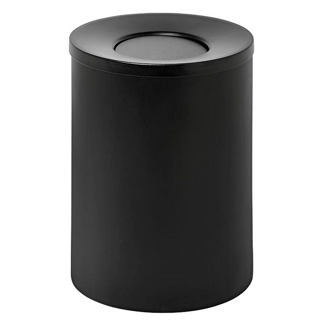 Steel Litter Bin - Wide - Swivel Funnel Top Lid and Bin Liner - Solid - 400 Ø x 600 (H) mm - Black - 772BL-027SD