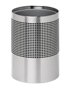 Steel Litter Bin - Wide - No Lid or Liner - Square Punch - 400 Ø x 600 (H) mm - Stainless Steel - 764SS