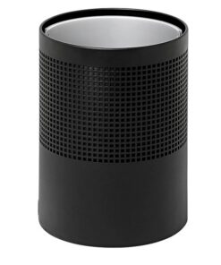 Steel Litter Bin - Wide - No Lid or Liner - Square Punch - 400 Ø x 600 (H) mm - Black - 764BL