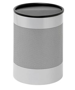 Steel Litter Bin - Wide - Full Swivel Lid and Bin Liner - Perforated - 400 Ø x 600 (H) mm - Silver - 754SI-027SD