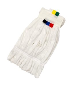 260g Fan Mop Head - Microfibre - 38mm Webbing - White With Colour Coded Tags