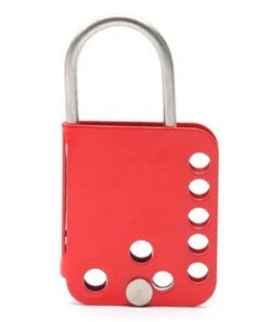 Lockout Hasp - Stainless Steel - Butterfly - Red - 8 Hole - 7 x 5.8 x 0.5 cm
