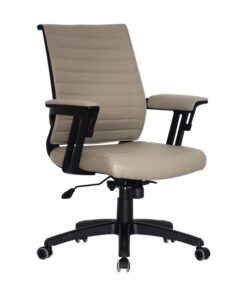 Medium Back Office Chair - Wall Street - PU Leather - Swivel and Tilt - Gas Height - Light Grey