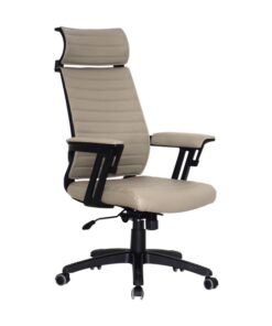 High Back Office Chair - Headrest - Wall Street - PU Leather - Swivel and Tilt - Gas Height - Light Grey