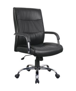 High Back Office Chair - Chrome Panel - PU Leather - Swivel and Tilt - Gas Height - Black