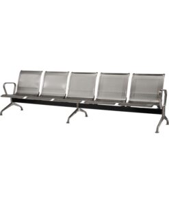 Airport Bench - Public Seating - Stainless Steel - Indoor and Outdoor Use - Flat Packed - Five Seater - 296 x 67 x 79 cm