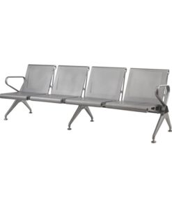 Airport Bench - Public Seating - New Chrome Deluxe - Indoor Use - Flat Packed - Four Seater - 232 x 68 x 78 cm