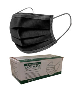 Face Mask - 3 Ply Reusable Pleated Masks - Black (Pack of 10)