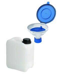 SCAT SafetyWasteSet: 1x 2.5 liter canister, GL45, PE-HD, 1x Safety funnel with lid "MARCO", V2.0, GL45, PE-HD, with removable sieve