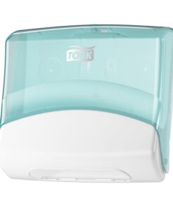 tork folded wiper/cloth dispenser, white/turquiose