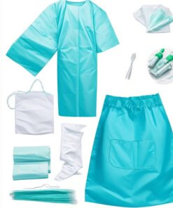 blue plastic isolation apron