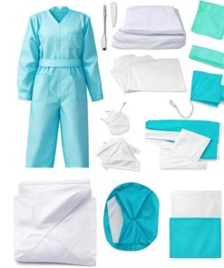 blue plastic ppe apron