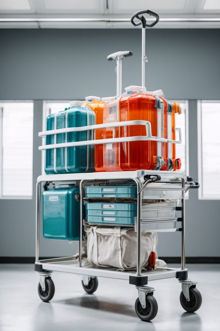 yellow resuscitation trolley