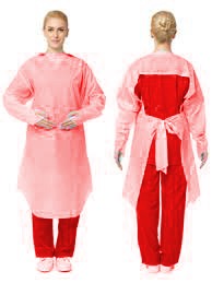 Alternative view of blue plastic isolation apron