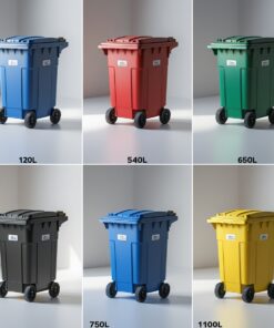 Green 550 liter wheelie bin