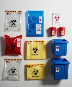 red biohazard bin