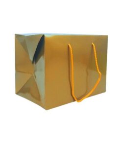 Gold Gloss Box Bag with Cord Handles (S)